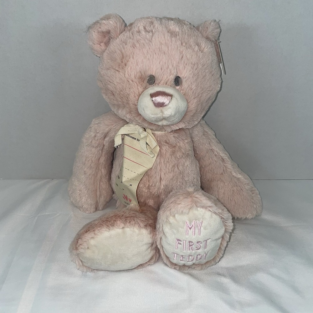 Demdaco My First Teddy Bear Pink Plush Stuffed‎ Animal Newborn Keepsake 16" NWT
